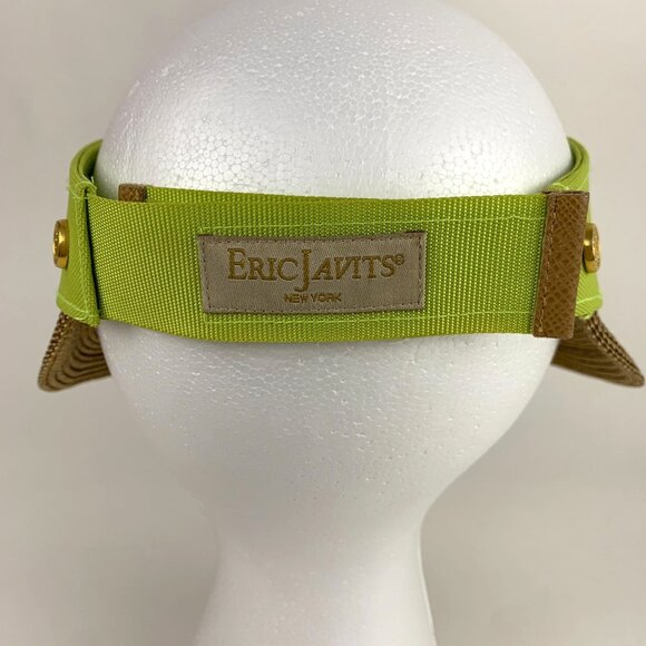 Eric Javits Squishee Straw Champ Womens Visor Lime Green UV Protection Packable - Picture 4 of 9